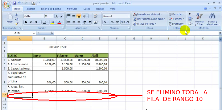 Tecnolog A E Inform Tica Y Lecci N Eliminar Filas Y Columnas En